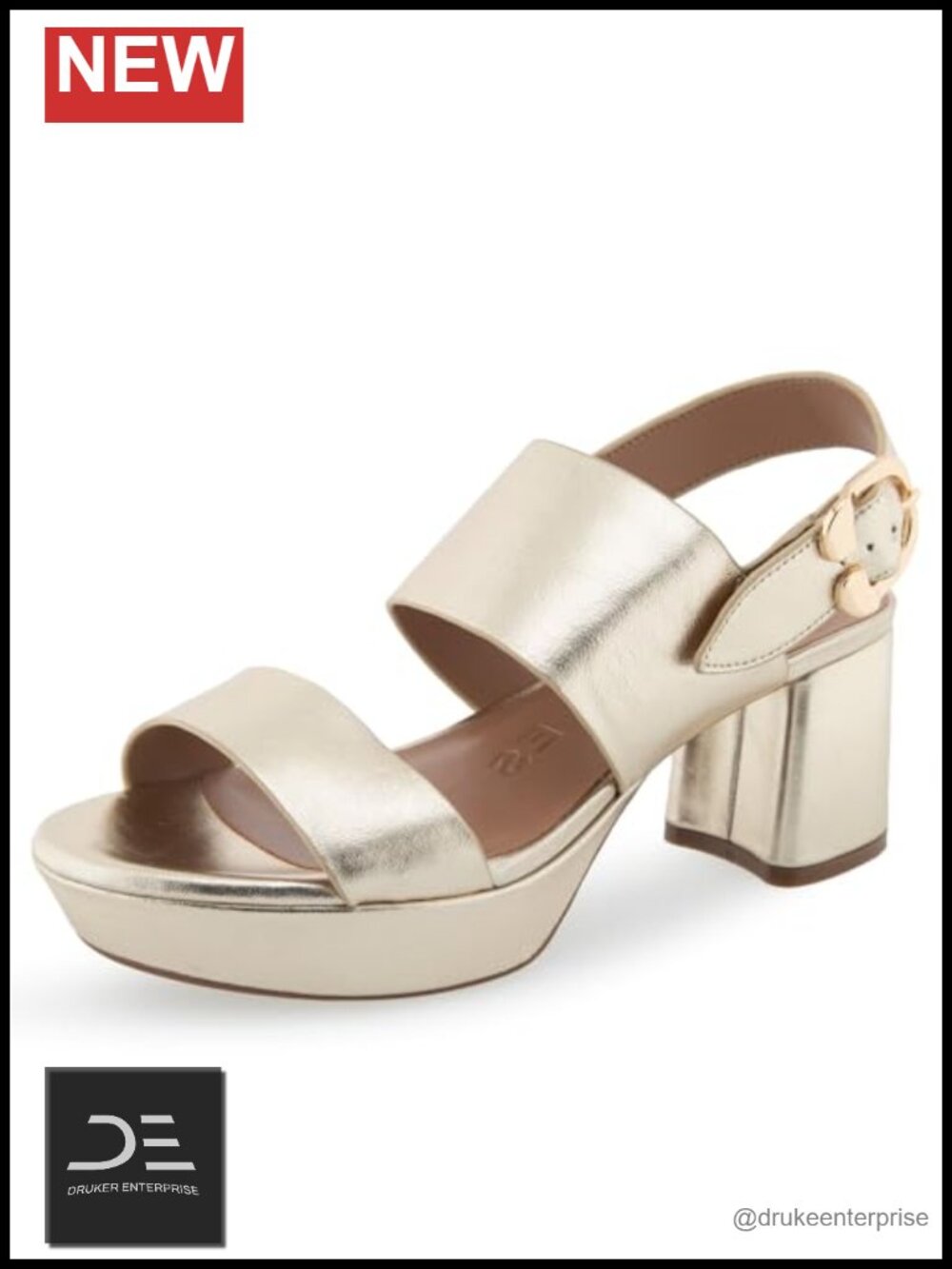 Aerosoles Women's Camera Metallic Platform Sandal - 3" Block Heel, Leather,